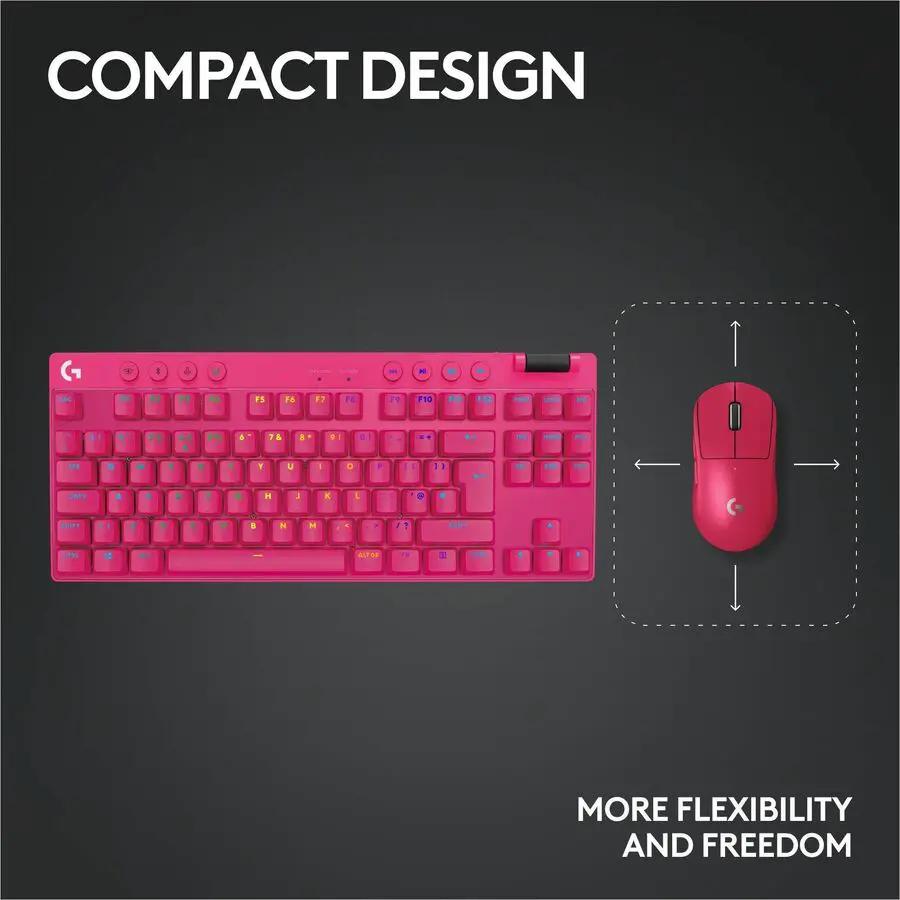 Logitech G PRO X TKL RAPID Tenkeyless Wired Gaming Keyboard With Magnetic Analog Switches, Rapid Trigger Mode, Adjustable Actuation, and Customizable RGB Lighting, Magenta