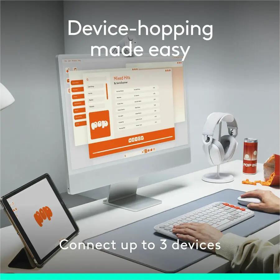 Logitech POP Mouse, Compact and Portable Wireless Bluetooth Mouse With Programmable Buttons and Quiet Clicks, Easy-Switch Between up to 3 Devices, Rose