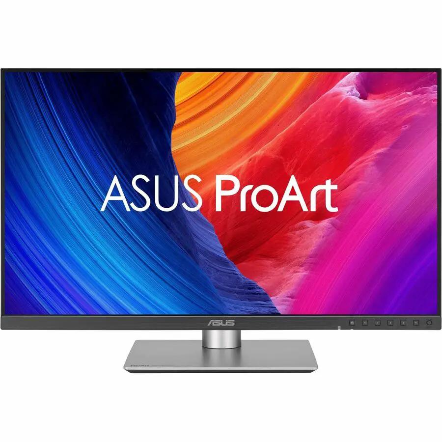 ASUS ProArt PA27JCV 27-inch 5K IPS monitor with slim black bezel and visible ASUS branding on the silver pedestal stand.