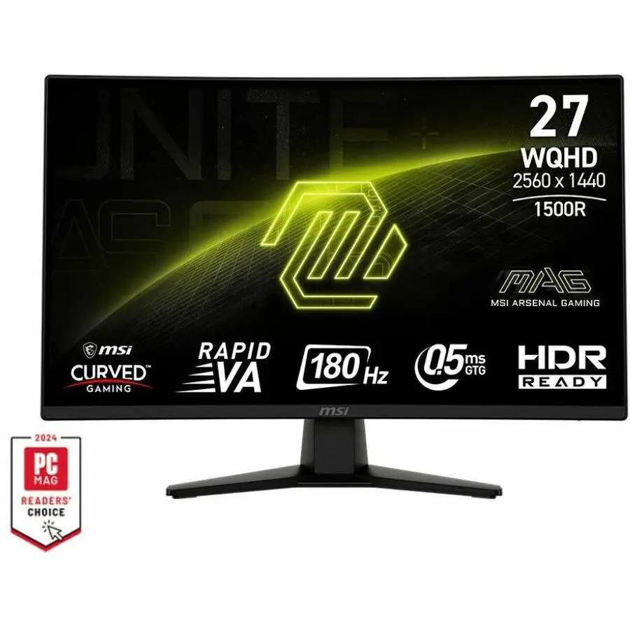 MSI MAG 274CQF 27-inch curved gaming monitor with 2560x1440 QHD and 180 Hz.