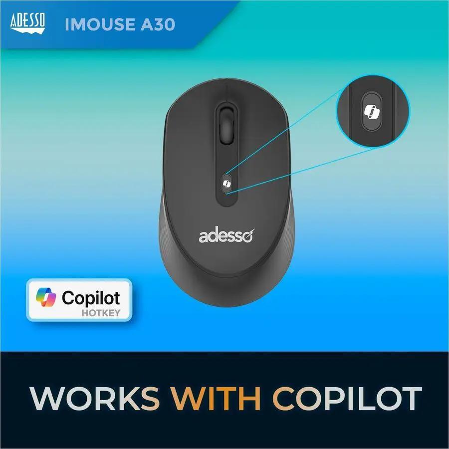 Adesso iMouse A30B Wireless Mouse with AI CoPilot Shortcut Button