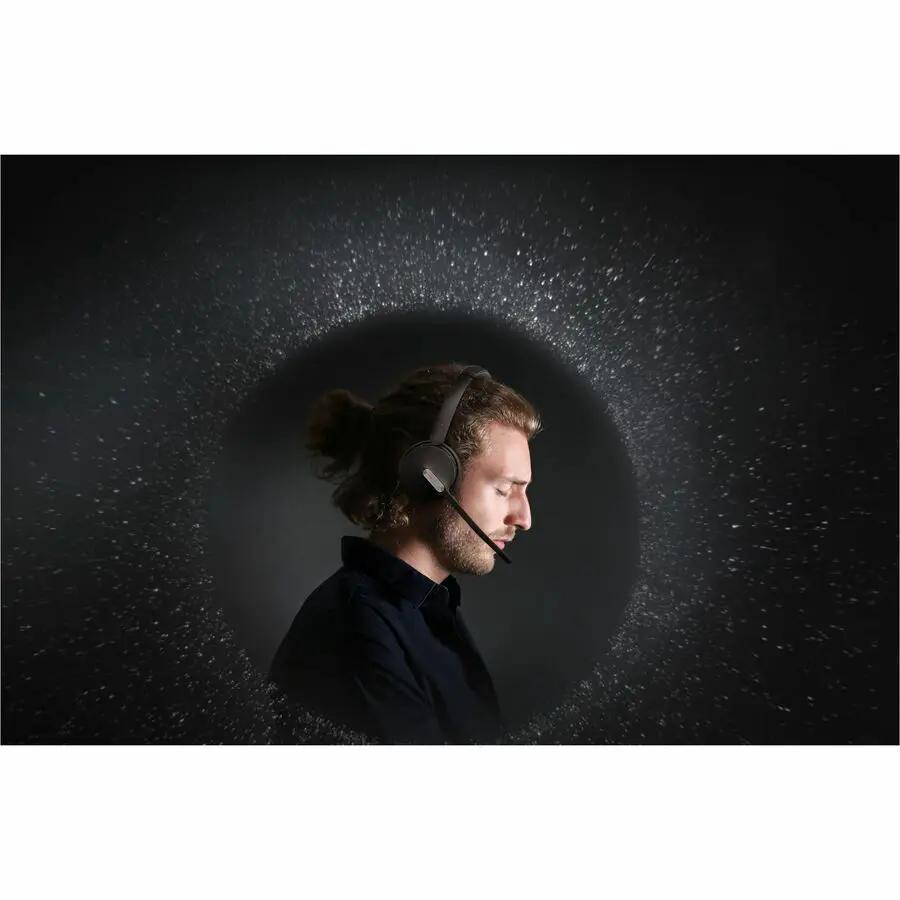 Yealink BH70DLSTMSUSBC/A USB headset with microphone worn by a man, black