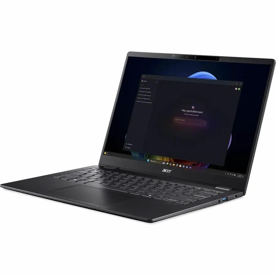 Acer TravelMate P6 14 AI laptop, black, 14-inch display.