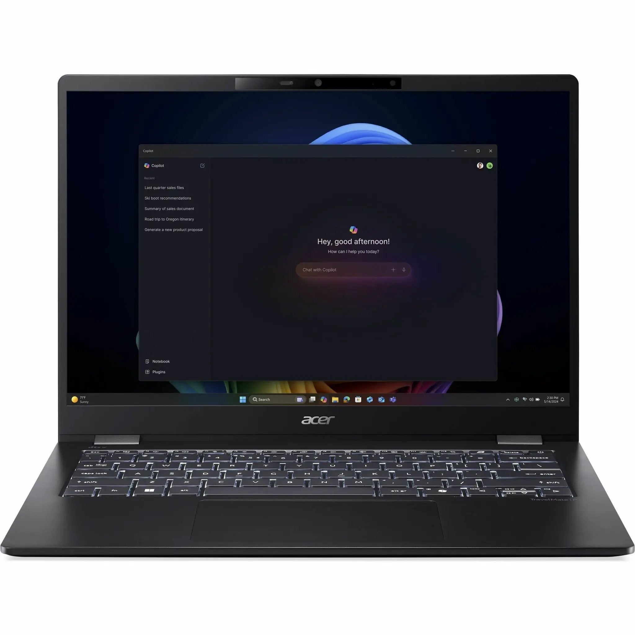 Acer TravelMate P6 14 AI notebook, black, 14-inch laptop