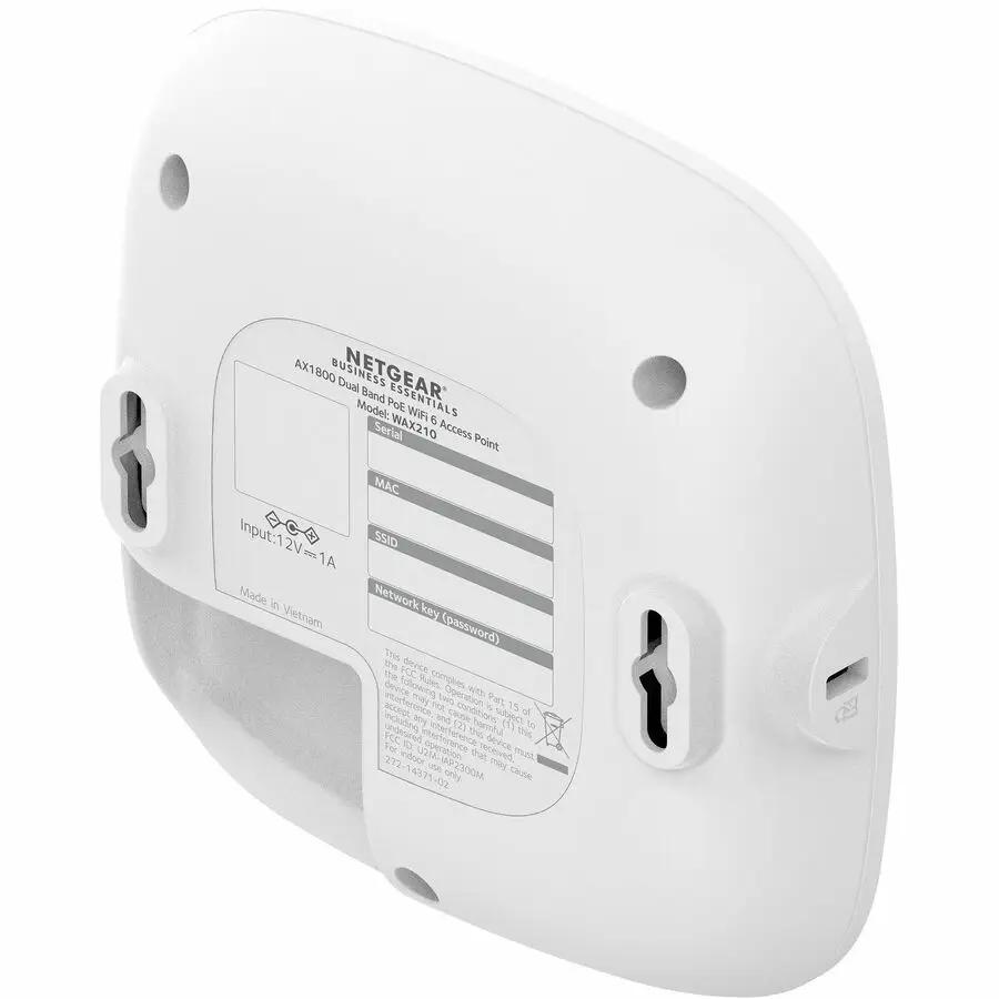 Netgear WAX210 Dual Band Wi-Fi 6 IEEE 802.11 a/b/g/n/ac/ax/e 1.80 Gbit/s Wireless Access Point - Indoor
