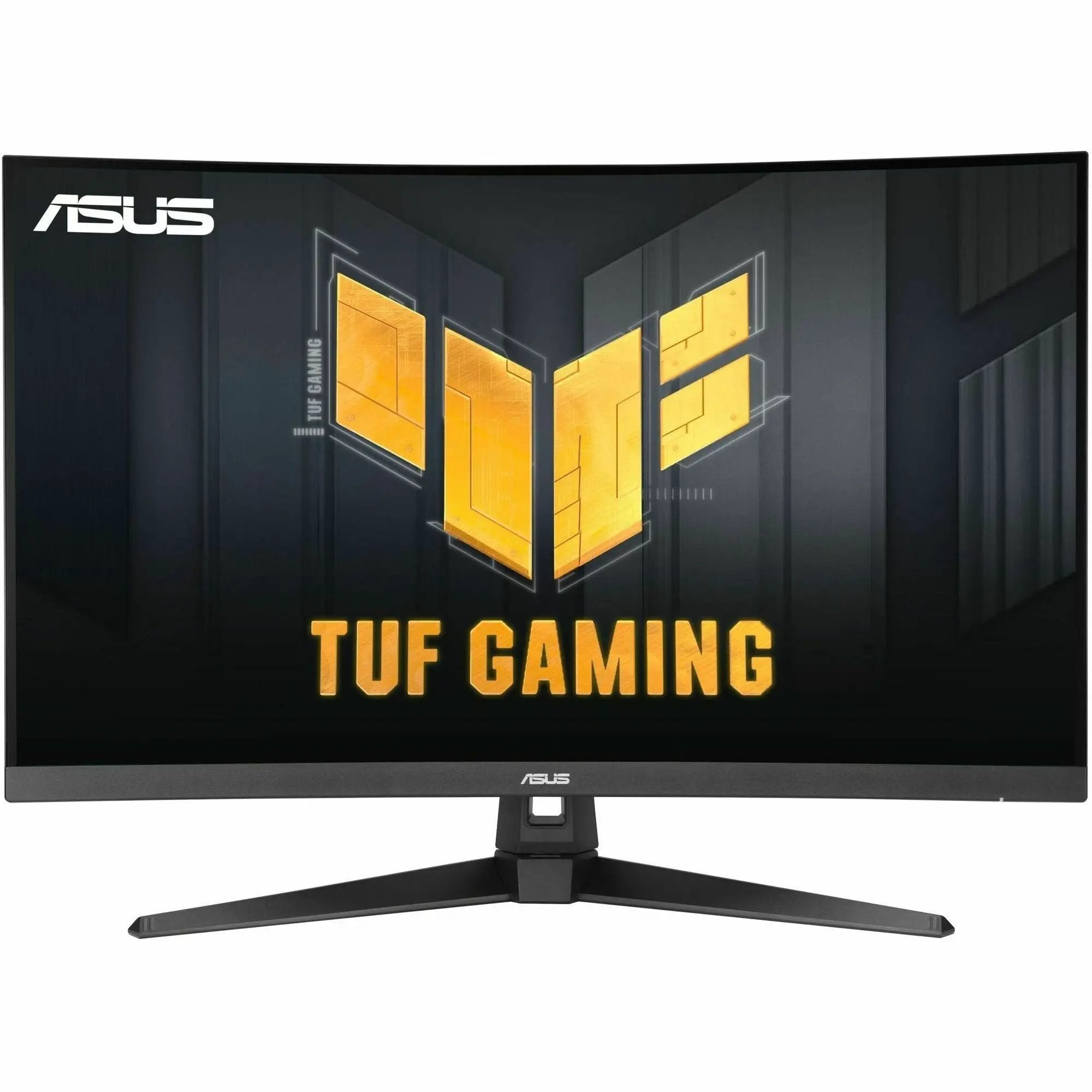 ASUS TUF VG32WQ3B 32-inch curved gaming monitor on a stand