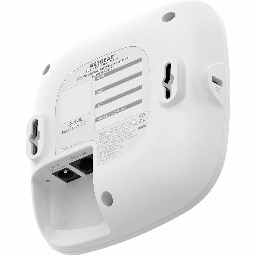 Netgear WAX210 Dual Band Wi-Fi 6 IEEE 802.11 a/b/g/n/ac/ax/e 1.80 Gbit/s Wireless Access Point - Indoor