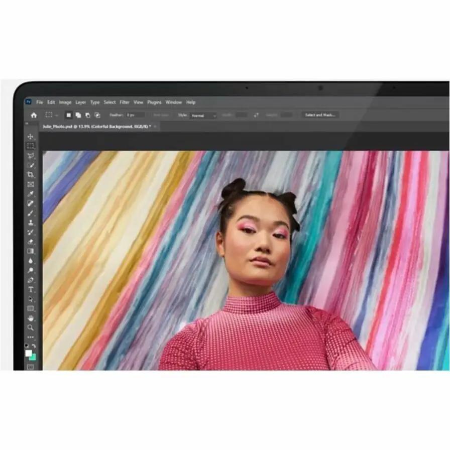 Microsoft Surface Laptop 7 15-inch touchscreen laptop, black exterior displaying colorful artwork