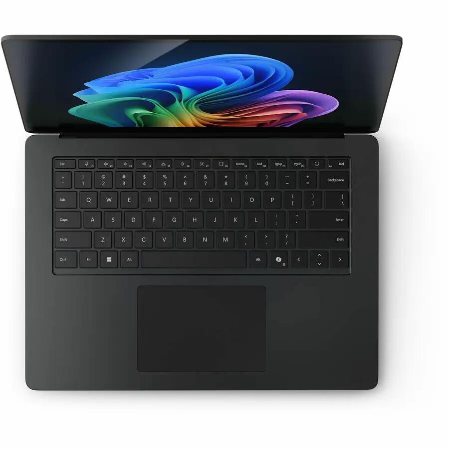 Microsoft Surface Laptop 7 in dark graphite with black keyboard and vibrant display