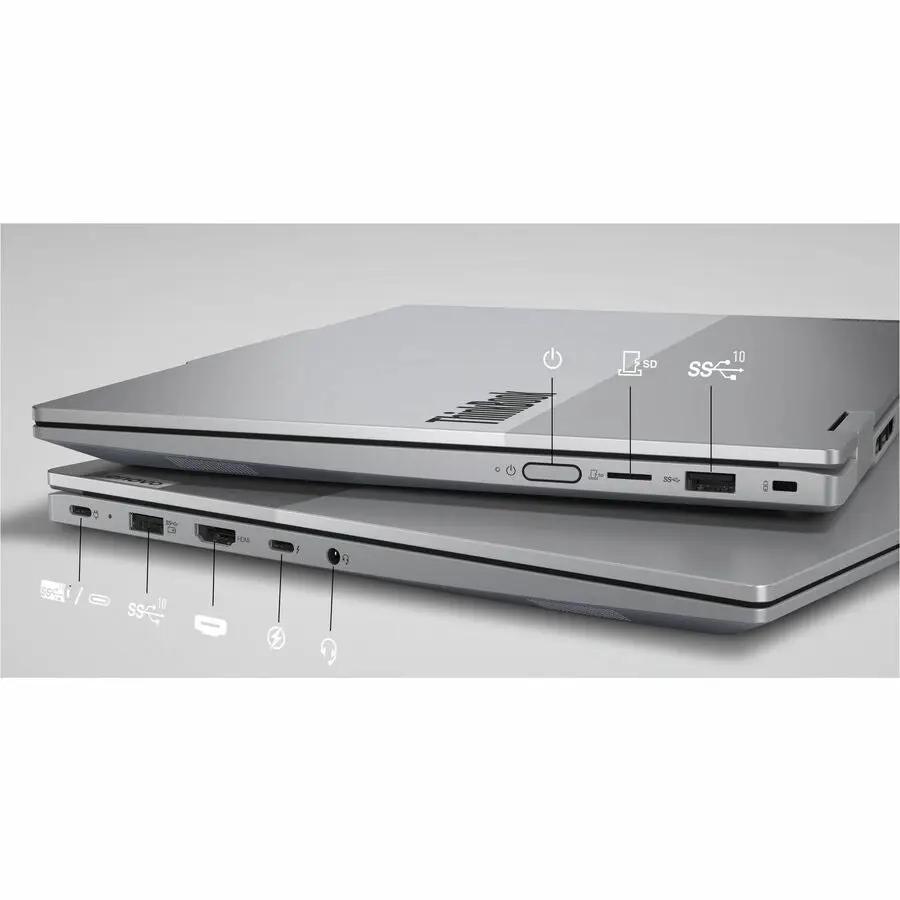 Lenovo ThinkBook 14 G5 2-in-1 notebook, silver, two stacked.