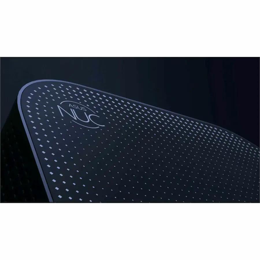 ASUS NUC14 Pro AI Copilot mini PC top panel with dotted pattern and ASUS NUC logo in dark blue