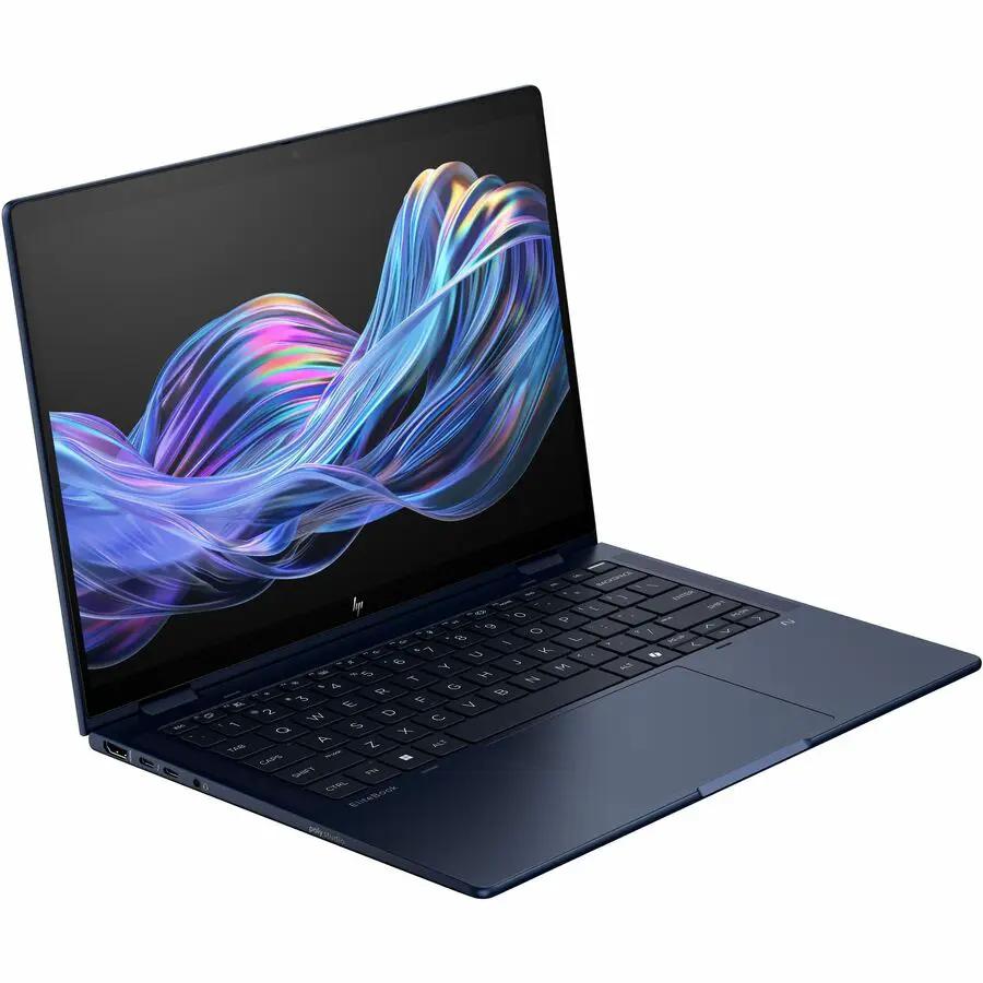 HP EliteBook X Flip G1i 14-inch notebook laptop, blue, open with keyboard visible