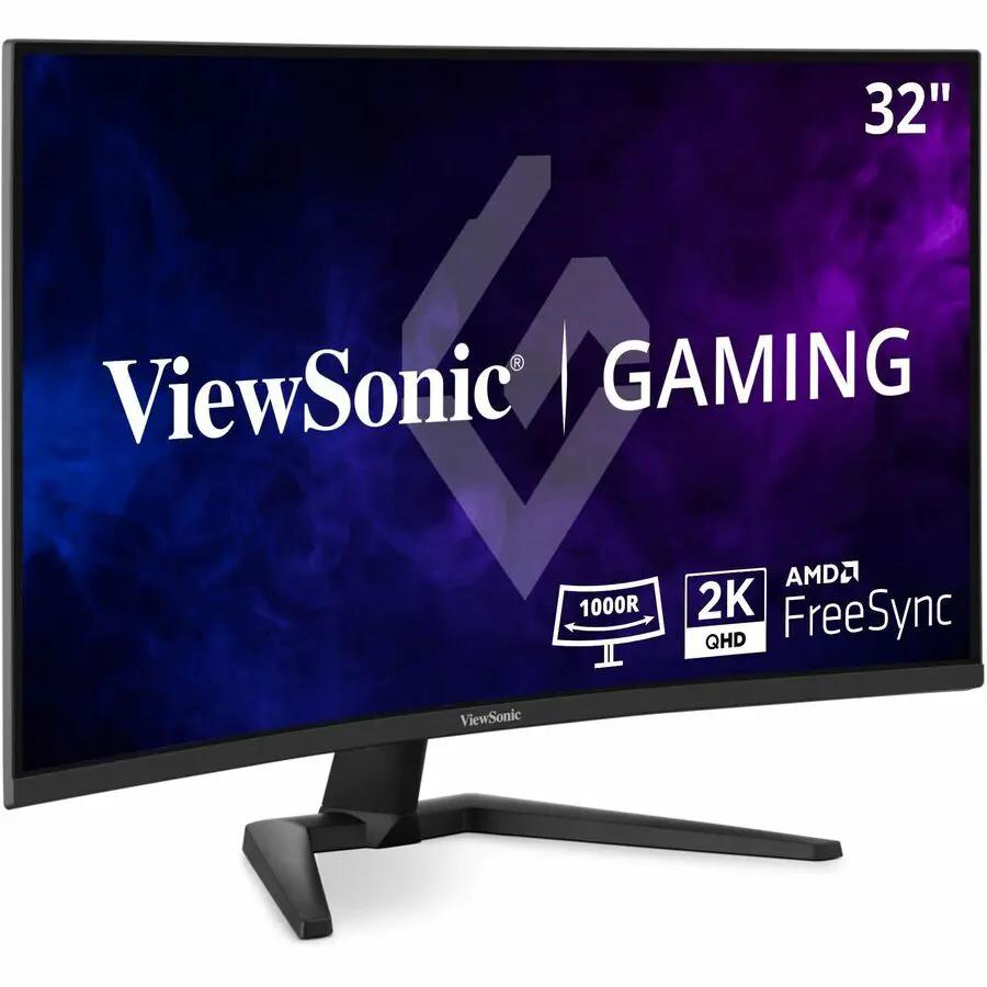 ViewSonic VX3228C2K 32-inch curved gaming monitor with 2K QHD, 1000R curvature, black bezel, and FreeSync