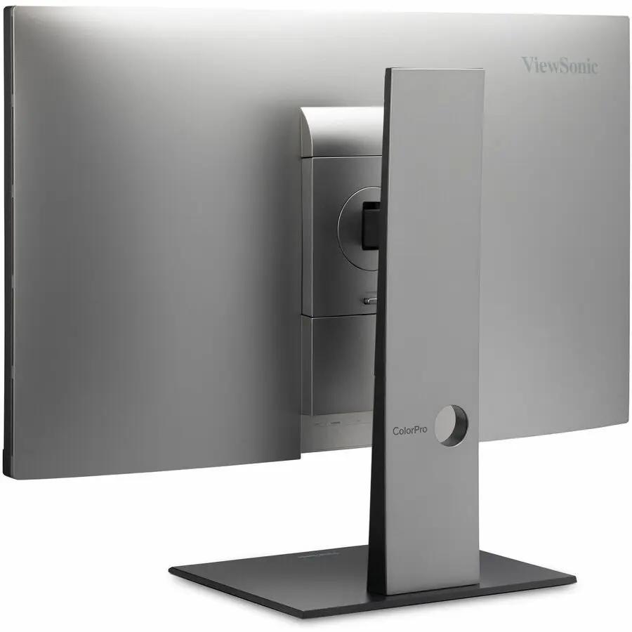 ViewSonic ColorPro VP27885K 27-inch 5K monitor on gray metal stand (rear view)