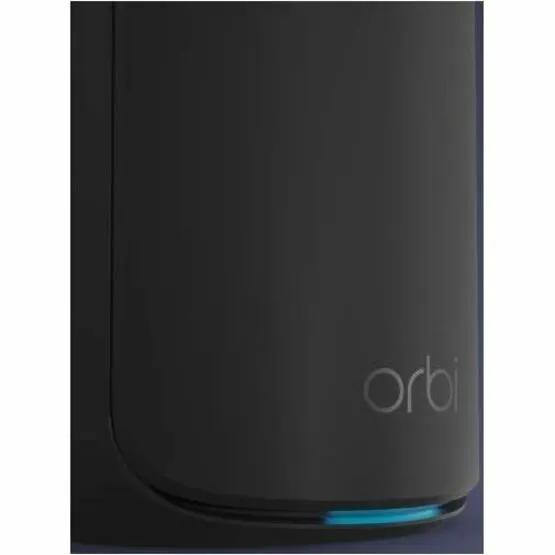 Netgear Orbi ORBI 870 WiFi 7 tri-band router, gray cylindrical unit with blue LED