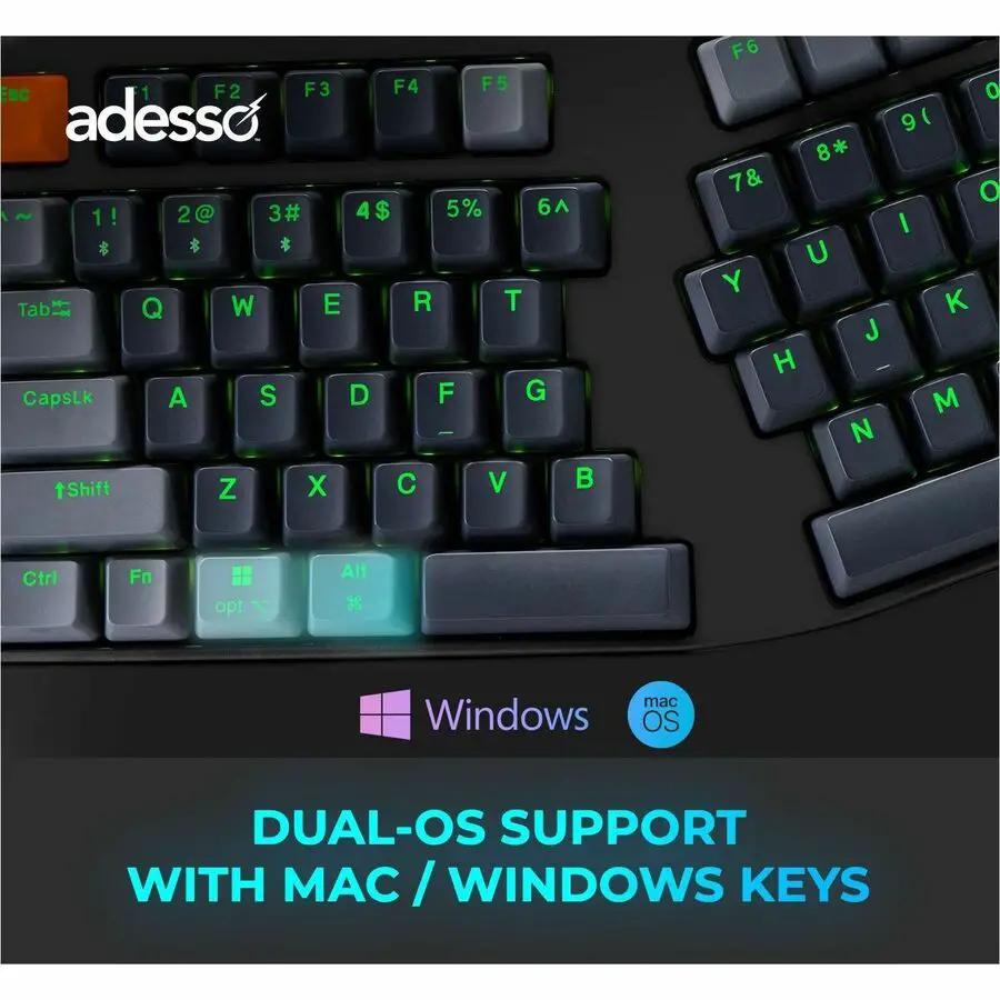 Adesso Easy Touch 1500 Ergonomic Mechanical Keyboard with Cherry MX Red Switch