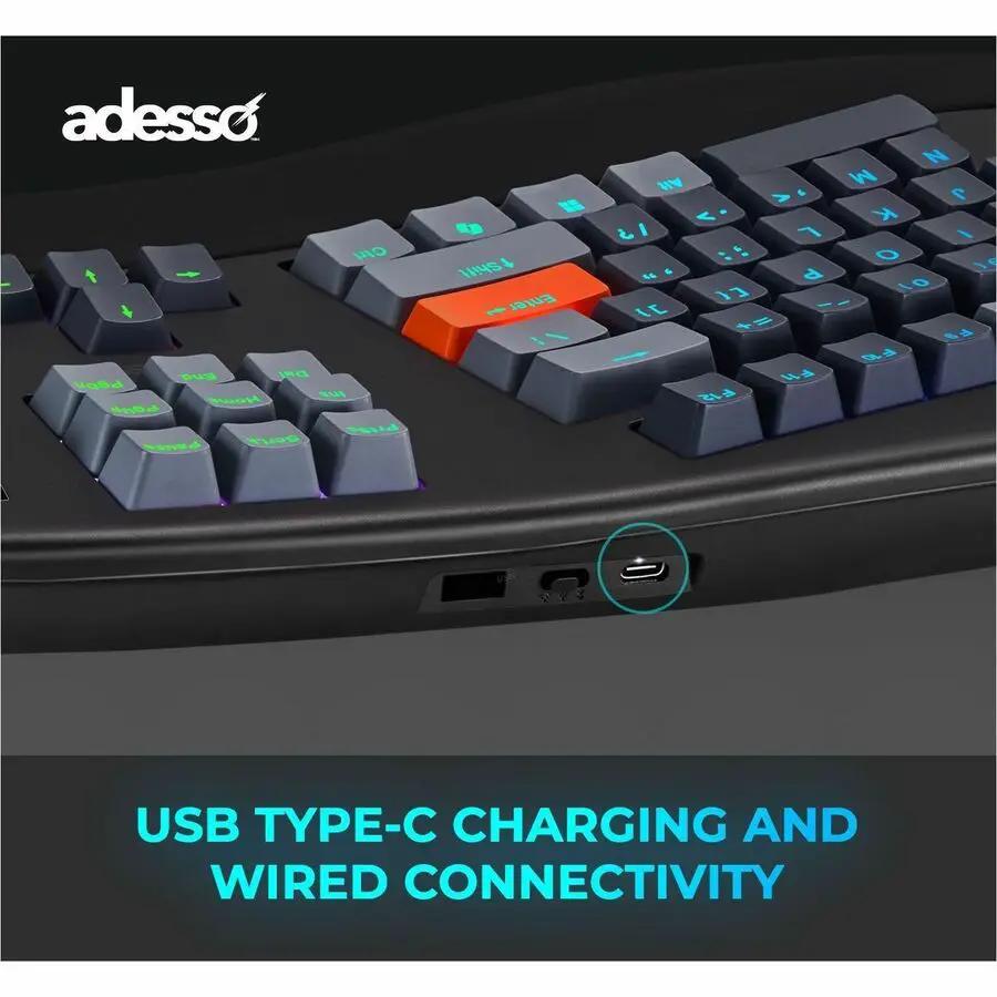 Adesso Easy Touch 1500 Ergonomic Mechanical Keyboard with Cherry MX Red Switch