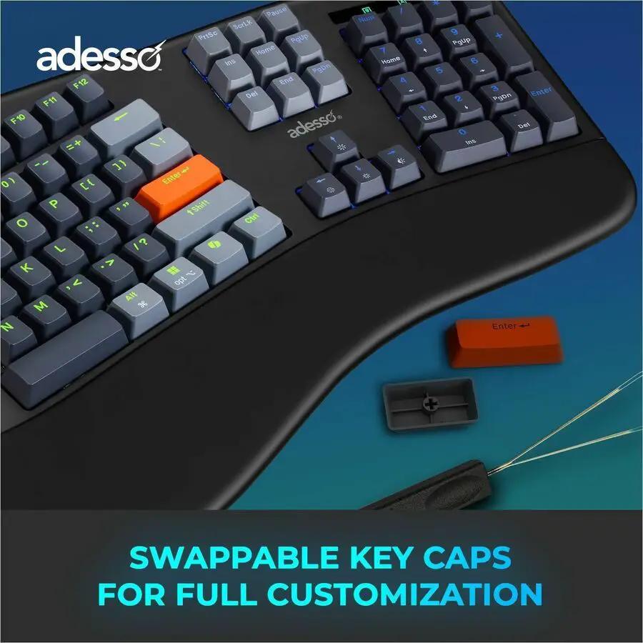Adesso Easy Touch 1500 Ergonomic Mechanical Keyboard with Cherry MX Red Switch