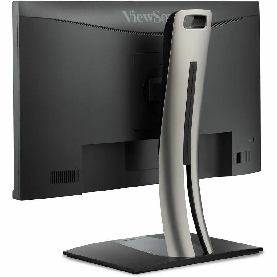 ViewSonic VP2456A 24-inch IPS monitor on a silver curved stand, rear view