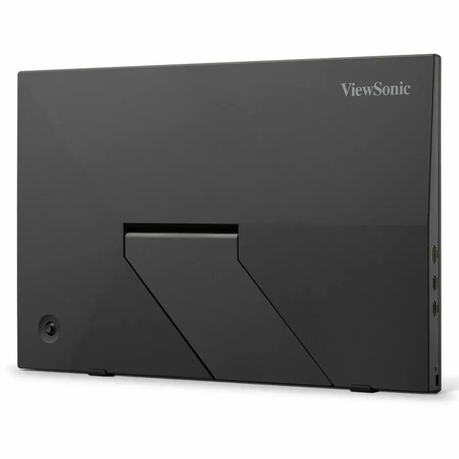ViewSonic VA1653 16-inch monitor, black, back view with integrated stand