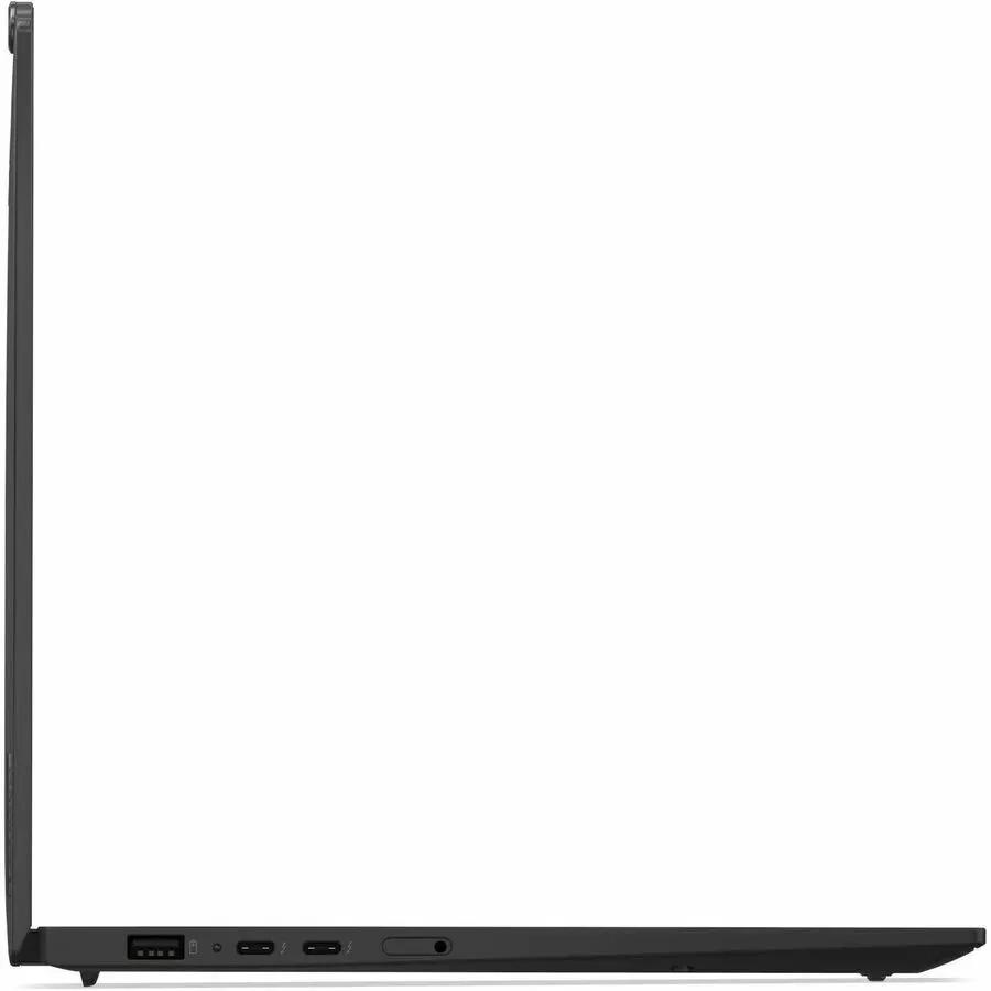 Lenovo ThinkPad X1 Carbon laptop, black, side-profile view with ports
