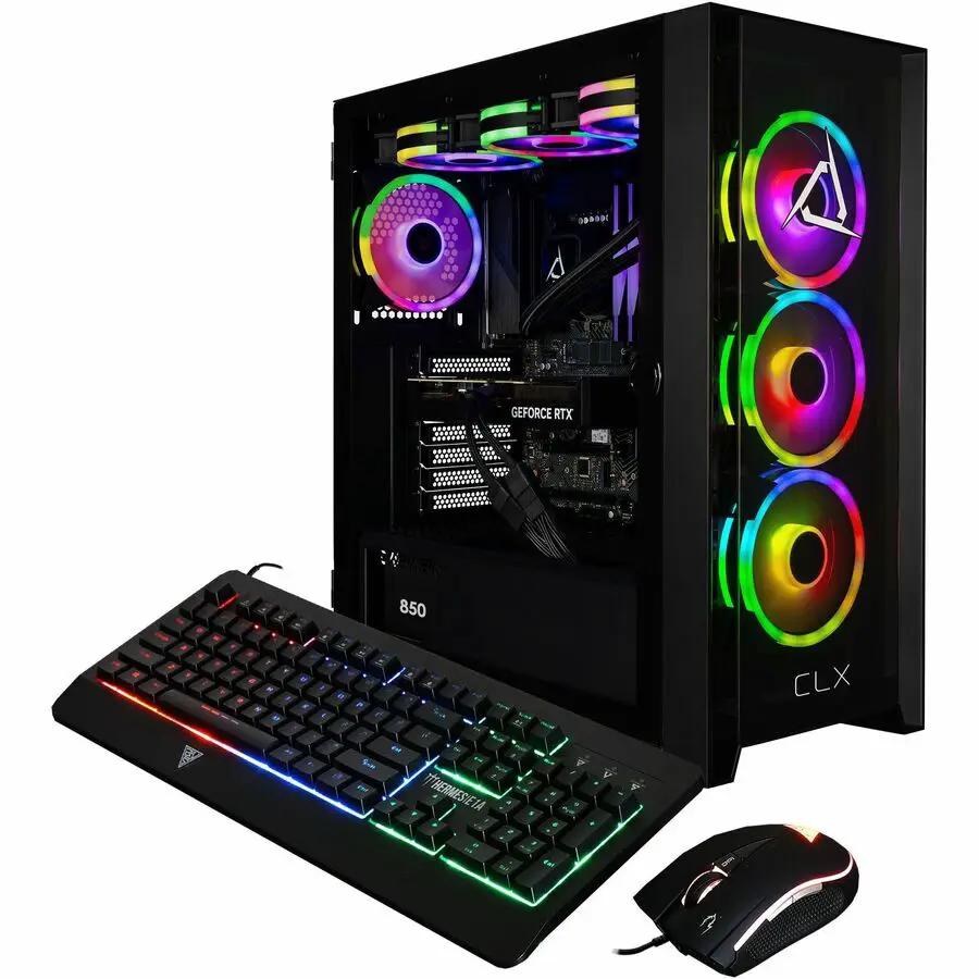 CLX SET Gaming Desktop with i9-14900KF, 32 GB RAM, 2 TB SSD, black mid-tower RGB PC with keyboard and mouse