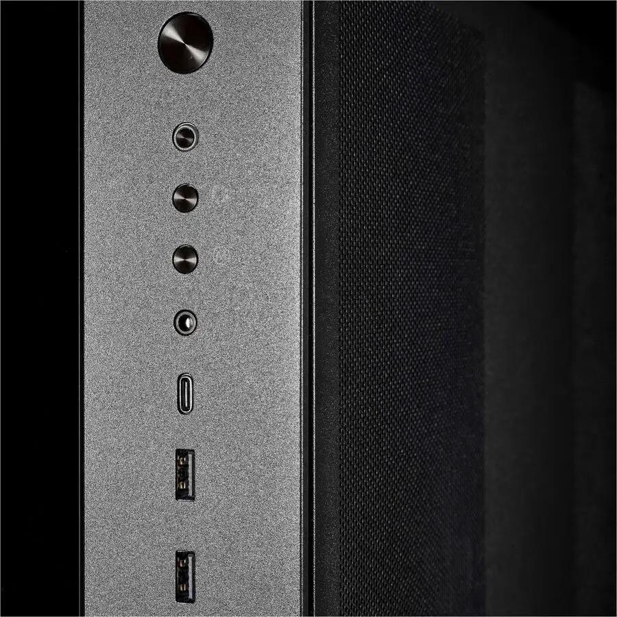 CLX SET i9-14900KF mid-tower gaming desktop front panel in gray metal with USB ports