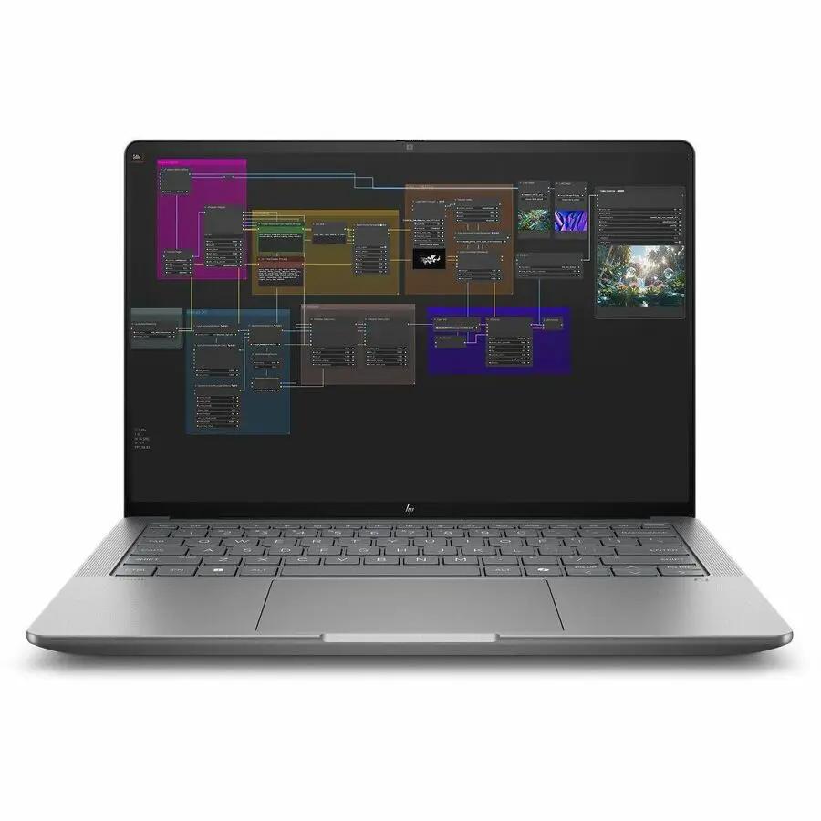 HP ZBook Ultra G1a 14-inch mobile workstation laptop in Meteor Silver with visible HP logo.