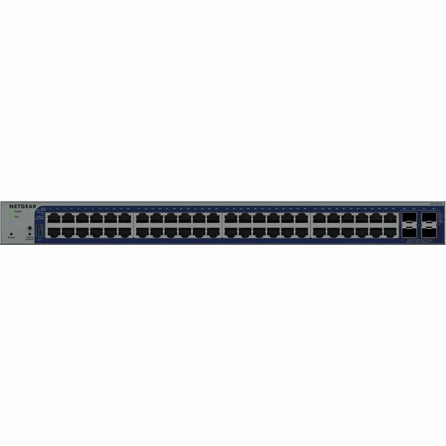 NETGEAR Smart SWTH 48-Port Gigabit SFP+ Managed Switch with blue front panel