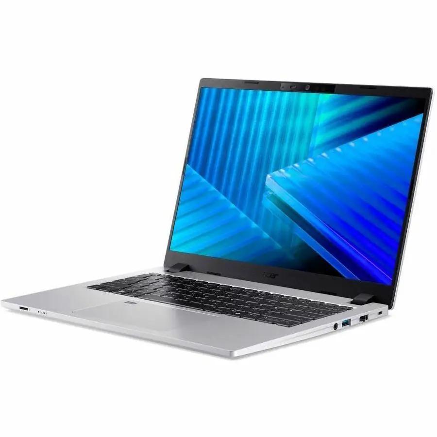 Acer TravelMate P2 laptop, silver 14-inch notebook with black keyboard
