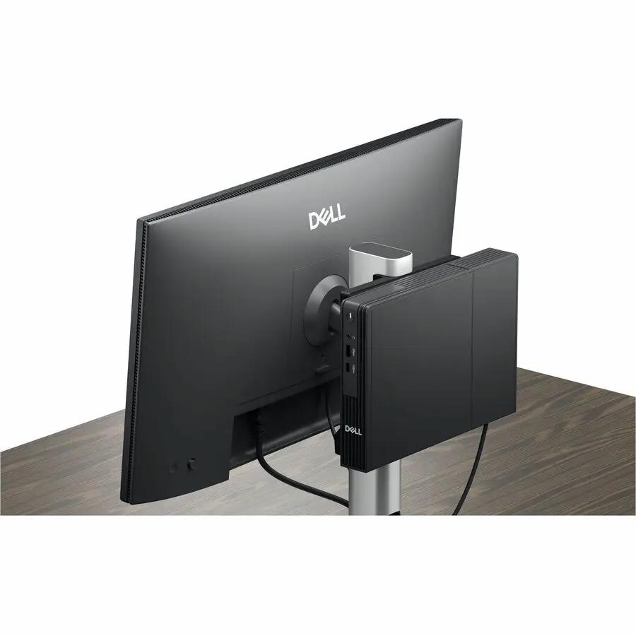 Dell QCM1250 Pro Micro Desktop mounted on a monitor stand, black Dell computer
