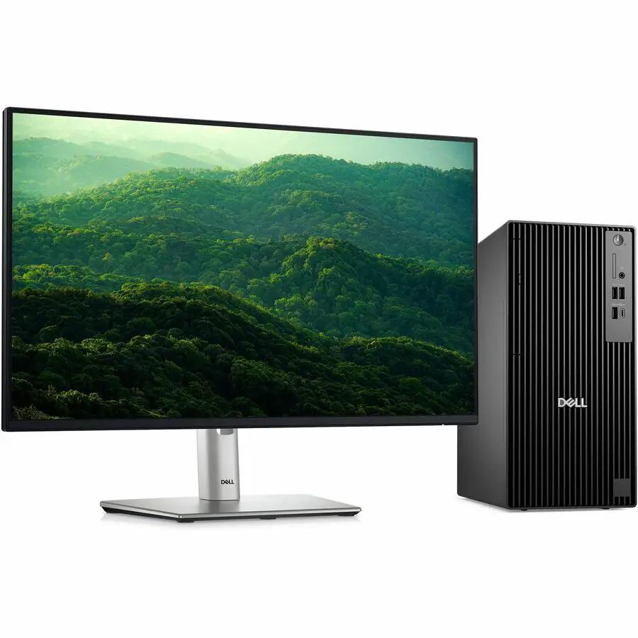 Dell QBT1250 Pro Tower Plus PC desktop and monitor; black tower, silver stand