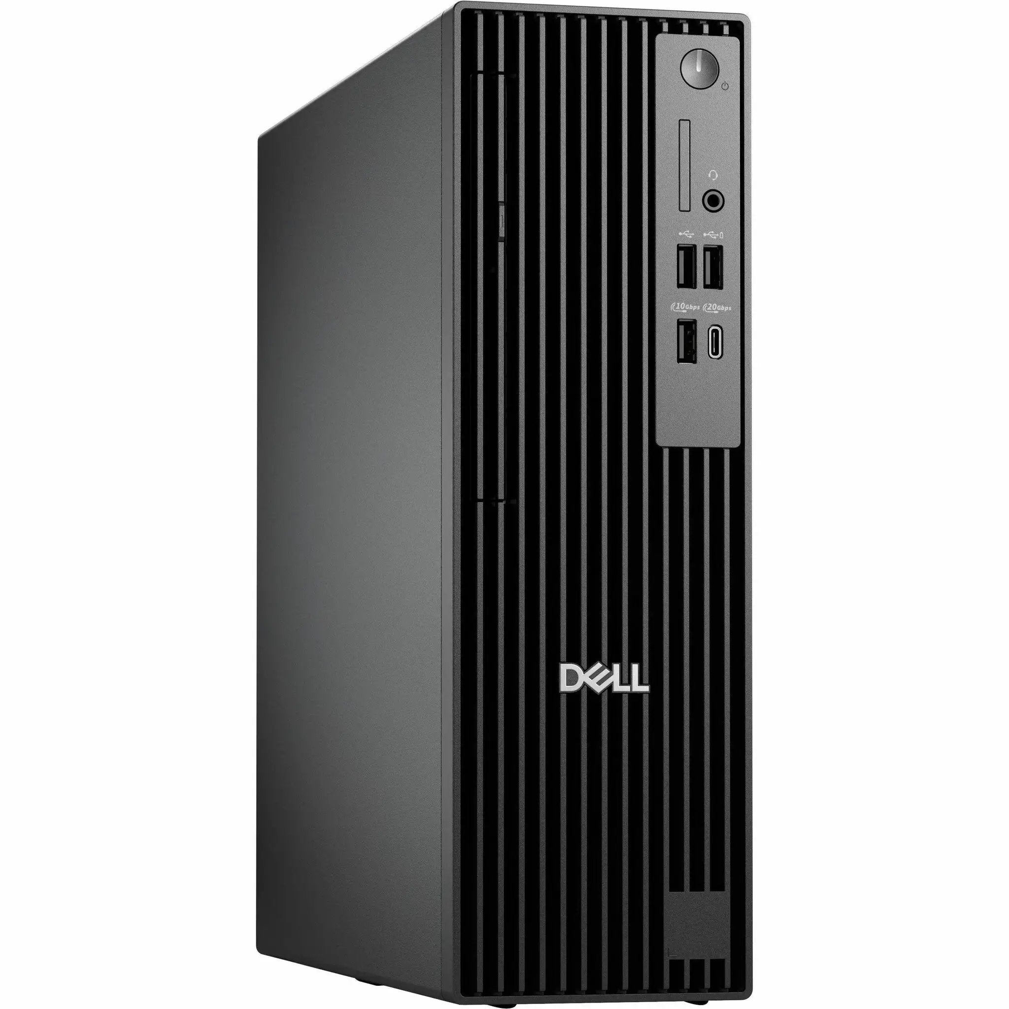 Dell QBS1250 Slim Desktop computer, black chassis with vertical front vents and USB ports