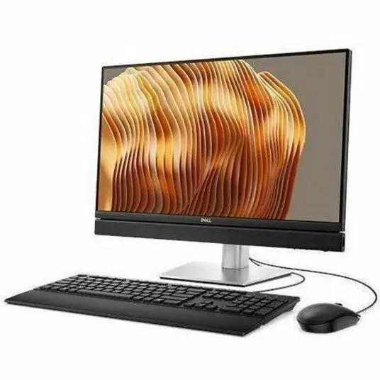 Dell QB24250 All-In-One desktop with keyboard and mouse, black monitor on silver stand