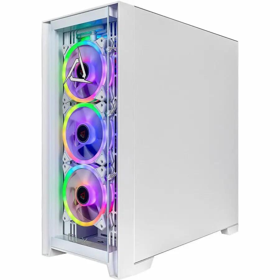 CLX Set PC gaming desktop in white with three RGB fans