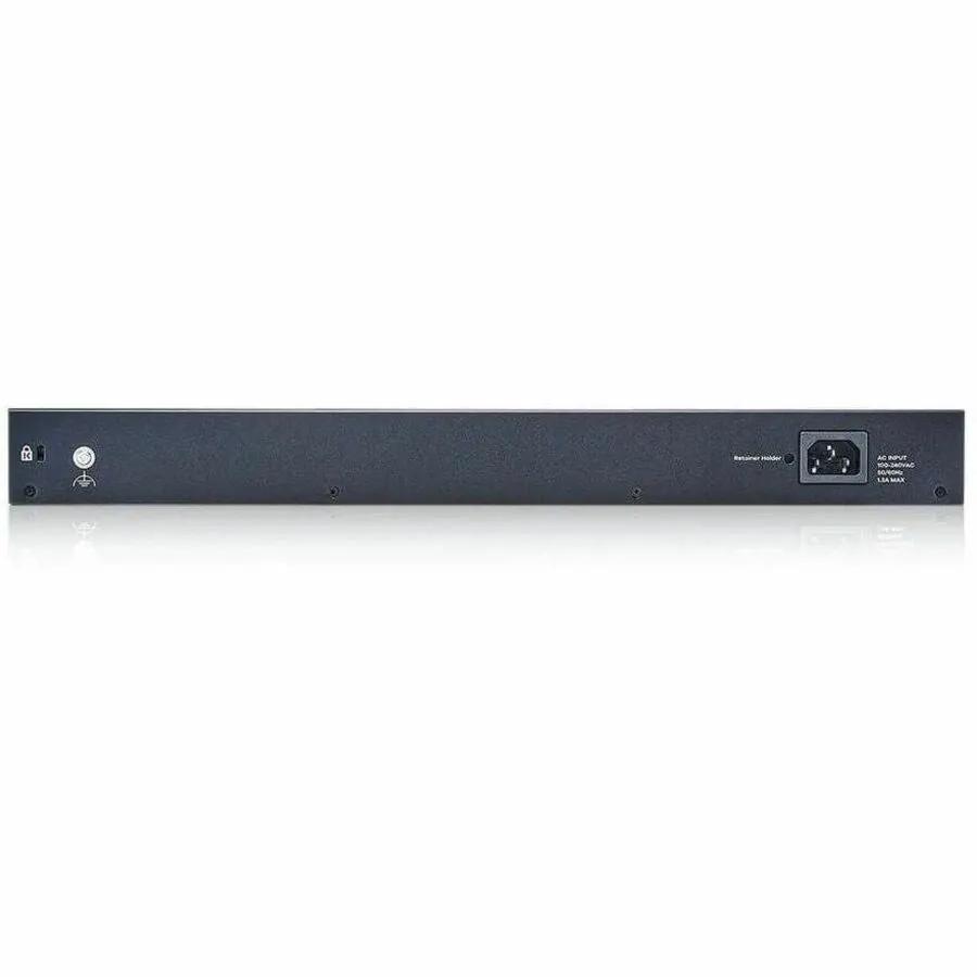 Zyxel Nebula Flex 24-Port GbE SFP+ managed switch, dark gray rear panel with power inlet
