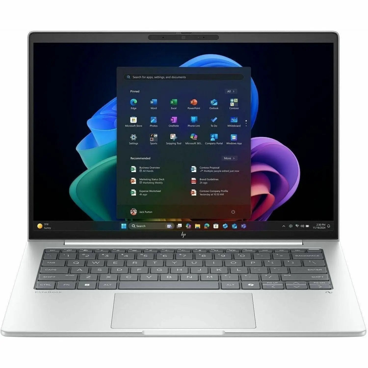 HP EliteBook 8 Notebook, Glacier Silver aluminum, Intel Core Ultra 5, 16 GB RAM, 512 GB SSD