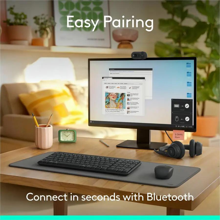 Logitech MK250 Bluetooth Wireless Mouse and Keyboard Combo: Fast & Easy Connectivity, Compact Wireless Keyboard, Ambidextrous Mouse (Graphite)