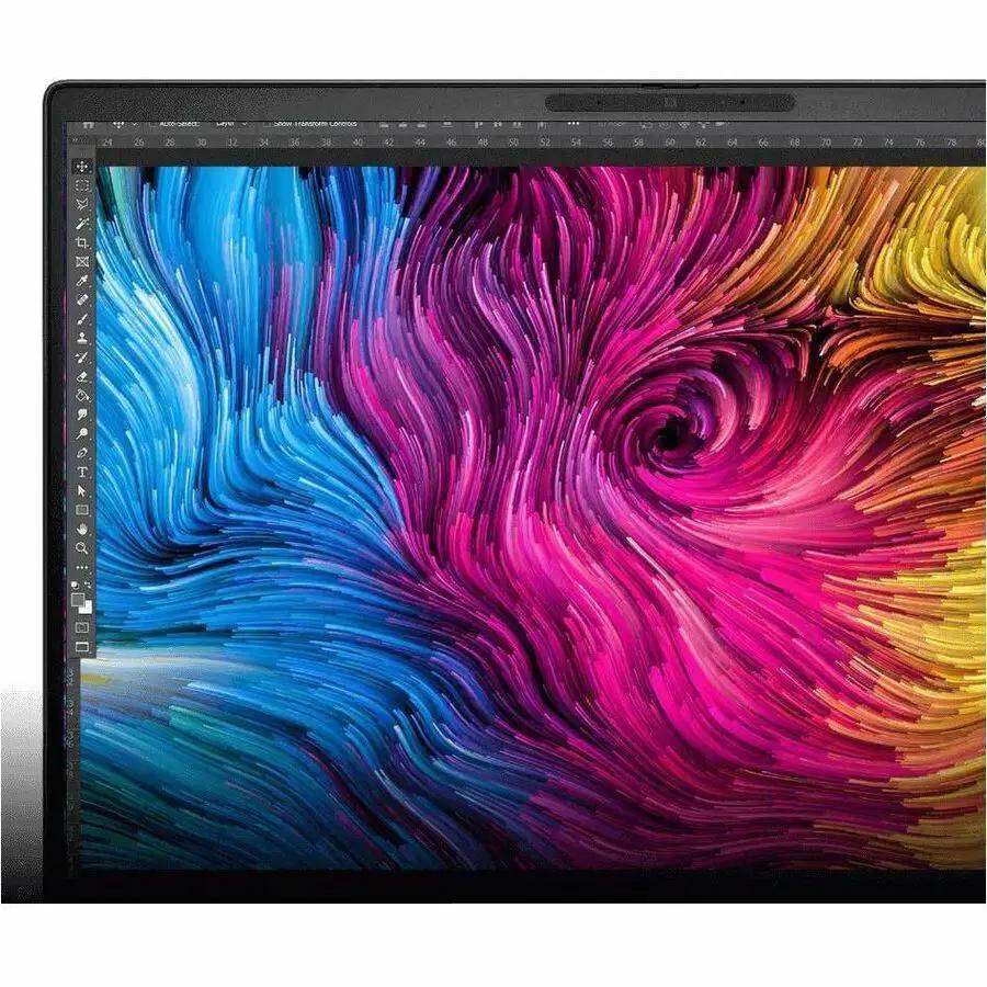 HP ZBook 14-inch laptop on white background; display shows colorful wallpaper.