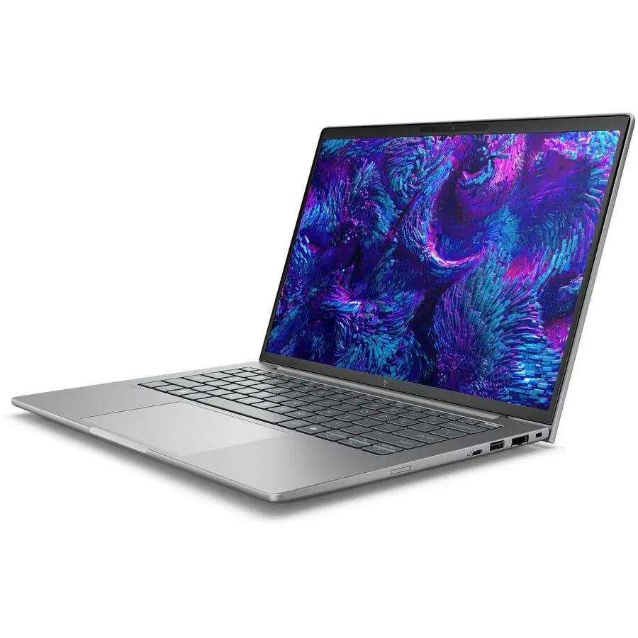 HP ZBook 14 laptop, 14-inch WUXGA display, 16GB DDR5 RAM, 512GB SSD in silver chassis