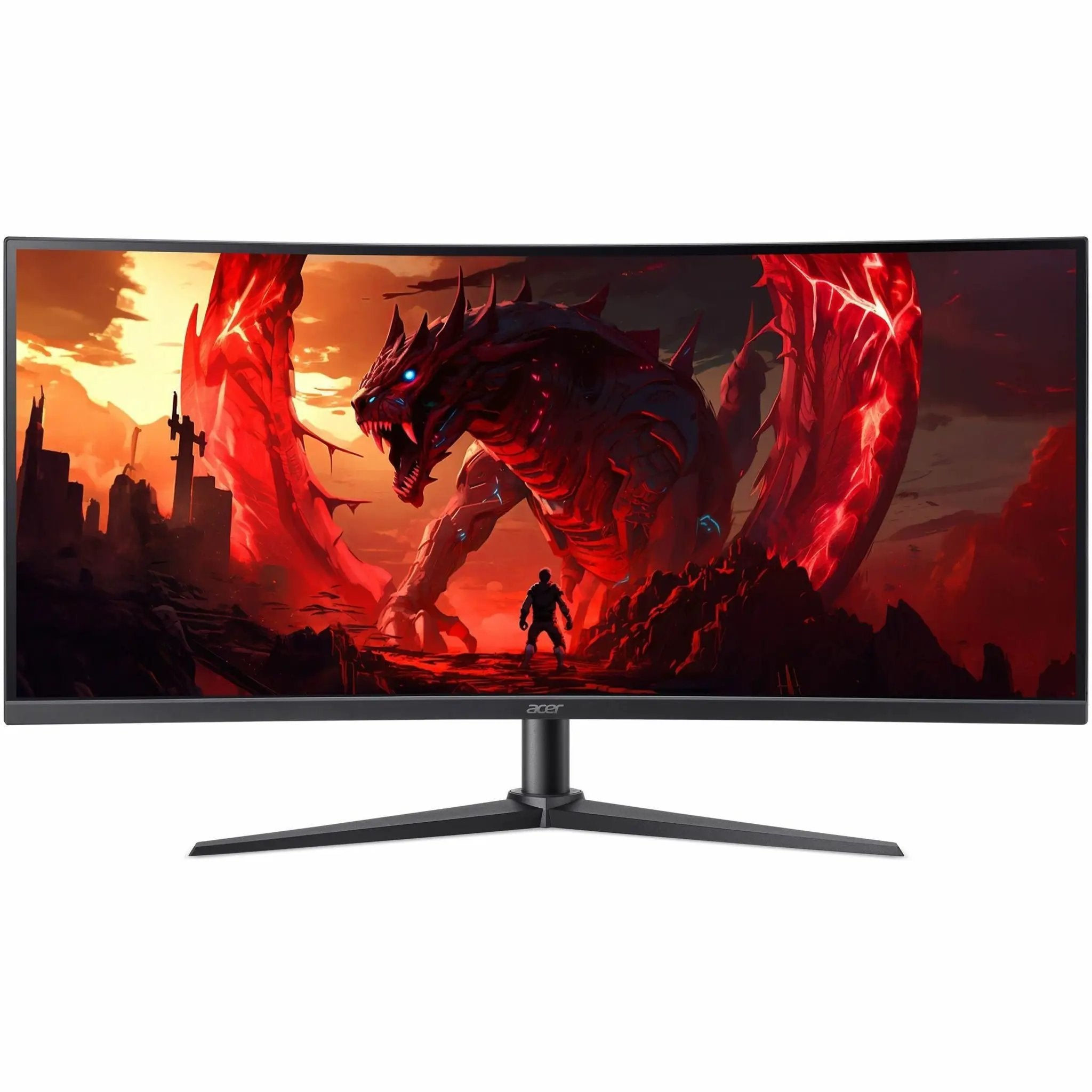 Acer Nitro XZ340CUR X0 34-inch UWQHD curved ultrawide monitor with black finish, slim bezels, and Acer logo
