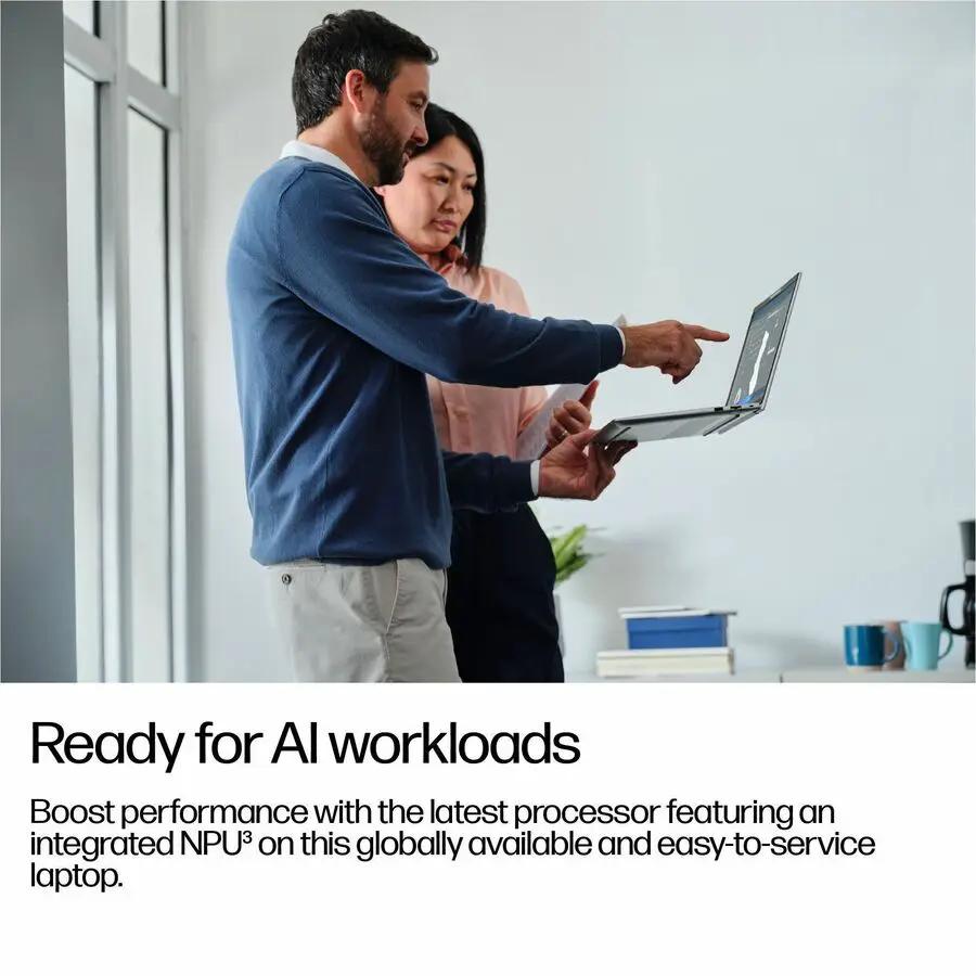 HP EliteBook 14-inch laptop in silver aluminum; 16 GB RAM, 512 GB SSD