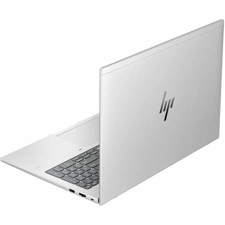 HP EliteBook 6 Notebook in silver aluminum with HP logo on lid