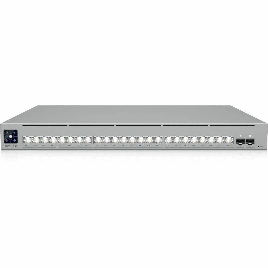 Ubiquiti Pro XG 24-port PoE switch, gray metal chassis with 24 front RJ45 ports