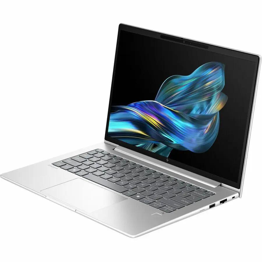 HP EliteBook notebook, silver, open laptop with colorful display