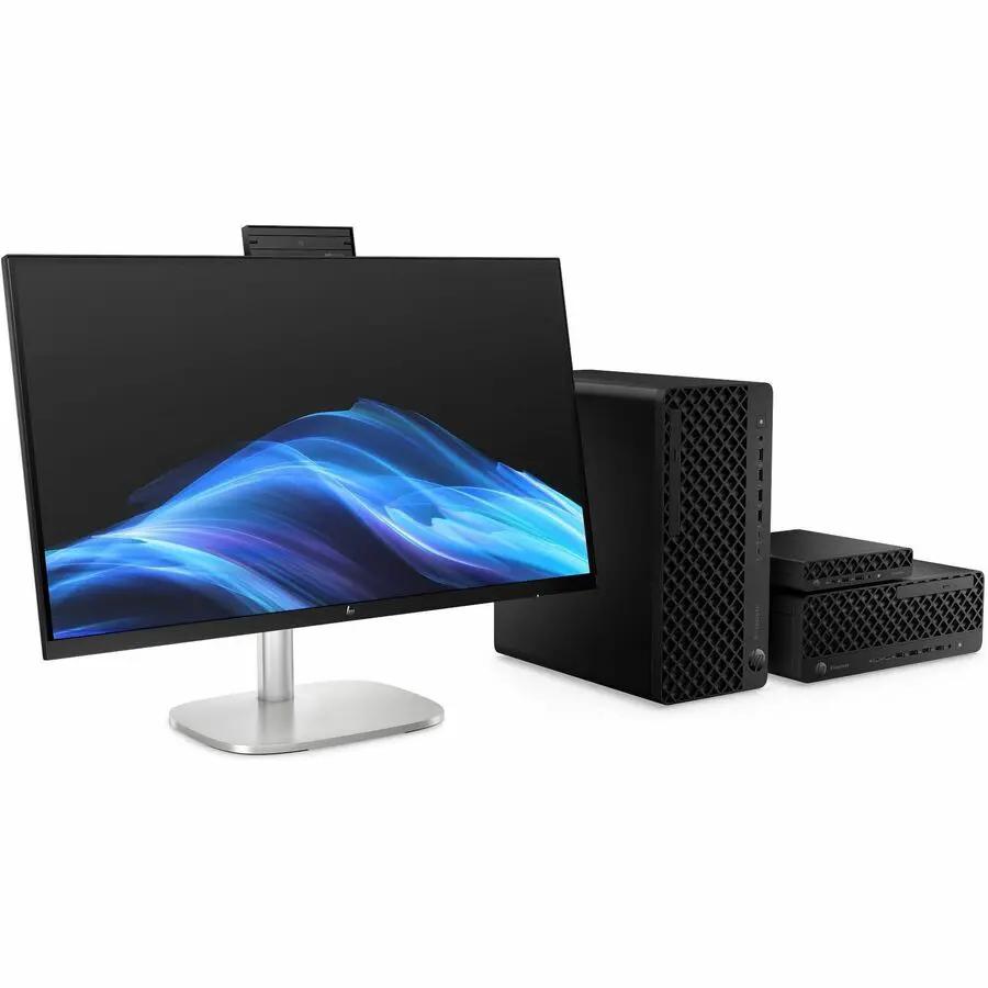 HP EliteDesk 8 SFF desktop PC with 16 GB RAM and 512 GB SSD, shown with a monitor