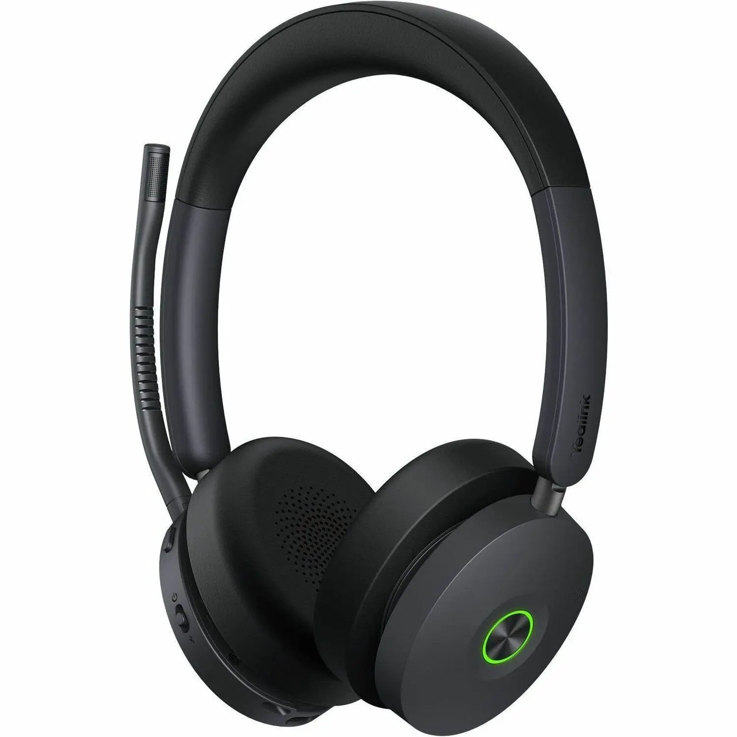 Yealink WH68 Teams wireless headset, black over-ear with green ring