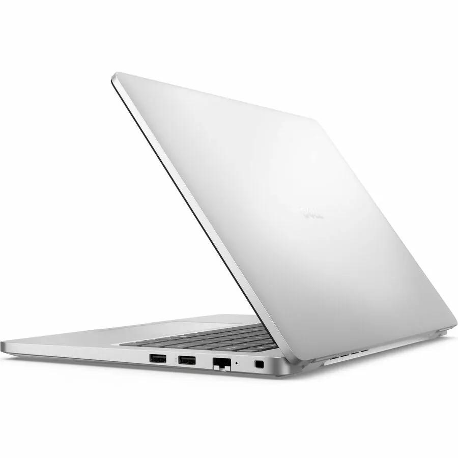 Dell Pro 14 notebook in silver with side USB ports, sleek metal chassis, ideal for daily productivity and remote work