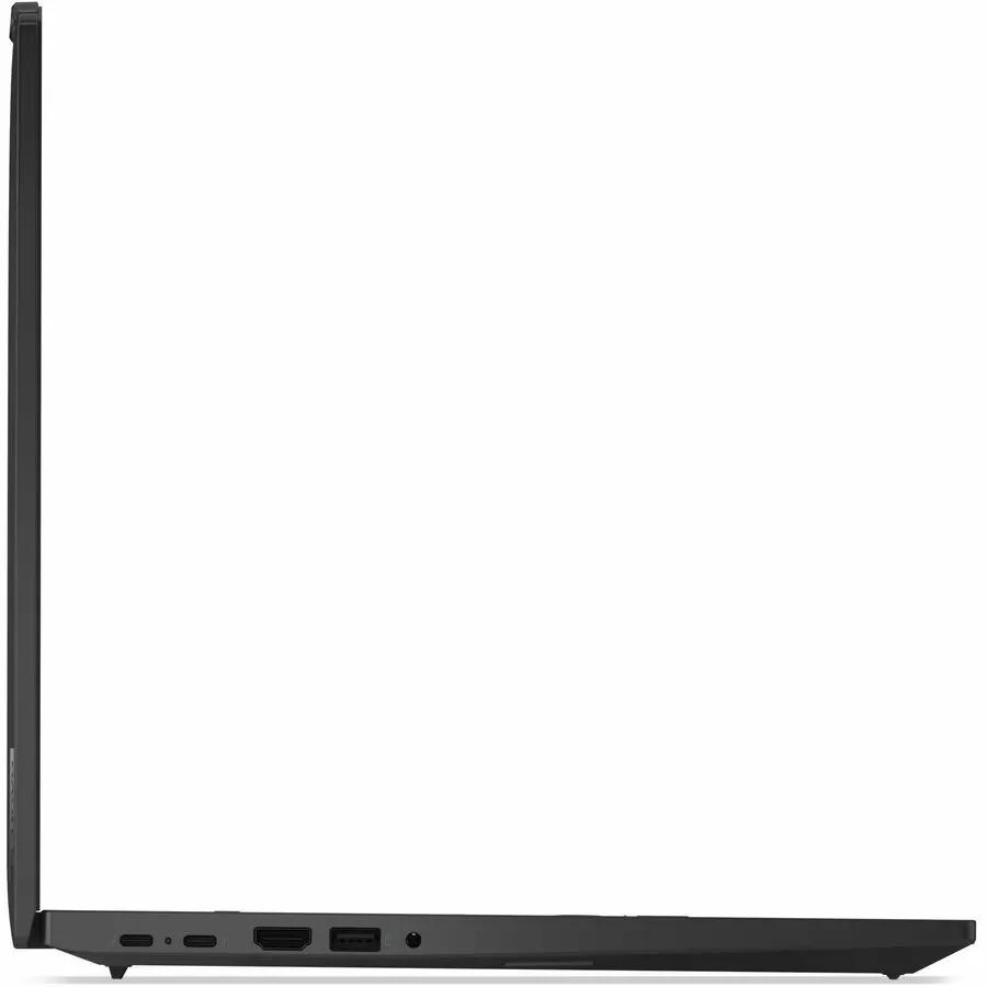 Lenovo ThinkPad P16s laptop in black, side profile view with visible ports.