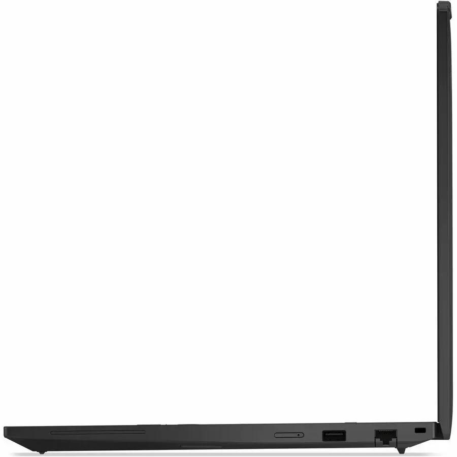 Lenovo ThinkPad P16s laptop side profile in black with USB-A and Ethernet ports